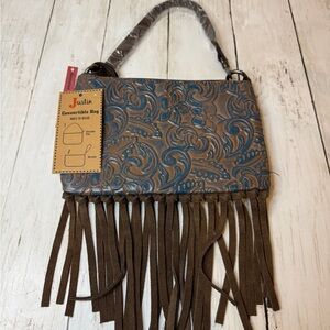 Justin Boots Convertible Bag - Blue and Brown